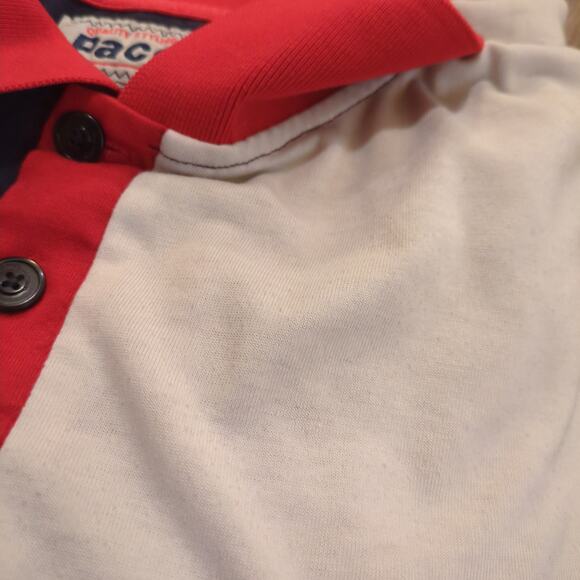 VTG Paco Jeans Stripe Men's 2XLT Tall Polo Shirt USA American Flag Y2K - Picture 7 of 7